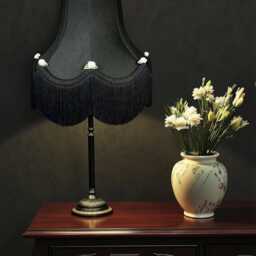 Traditional Black Fabric Roses Lampshade Handmade For Table & Floor Standard Lamps Shades, Wall Light Fixtures, Ceiling Pendant Fittings - thumbnail 2