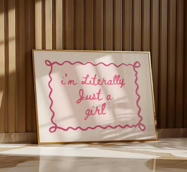 I'm Literally Just A Girl Horizontal Wall Print, Coquette Girly Art, Pink Decor, Trendy Bedroom Poster - image 1