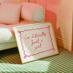 I'm Literally Just A Girl Horizontal Wall Print, Coquette Girly Art, Pink Decor, Trendy Bedroom Poster - thumbnail 2