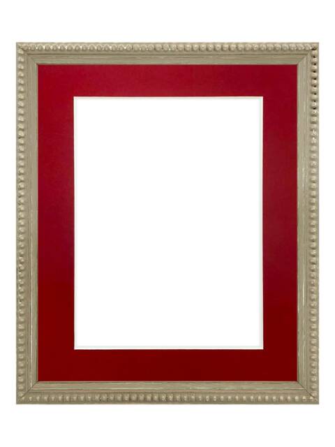 Crown Clay Photo Frame With Red Mount, Wooden Bobbin Distressed - image 1