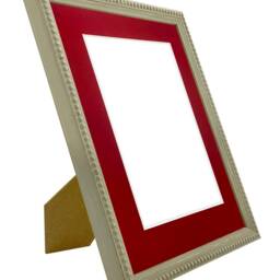 Crown Clay Photo Frame With Red Mount, Wooden Bobbin Distressed - thumbnail 2