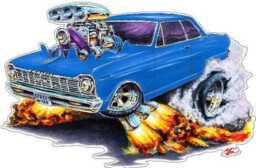 1962-65 Nova Fb Wall Decal Vintage Cartoon Car Vinyl Sticker - thumbnail 1