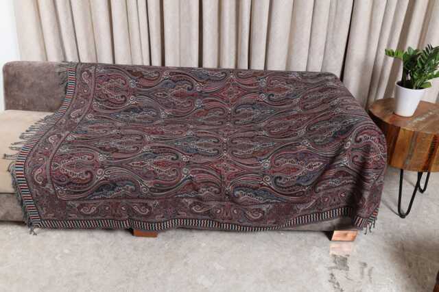 Luxury Boiled Pure Merino Wool Reversible Sofa Or Bed Throws For Ultimate Comfort & Style - Classic Indian Paisley in Multicolour - image 1