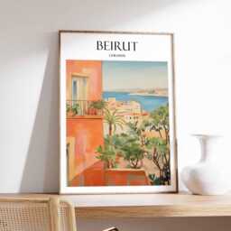 Beirut Travel Poster Lebanon Cityscape Wall Art - thumbnail 1