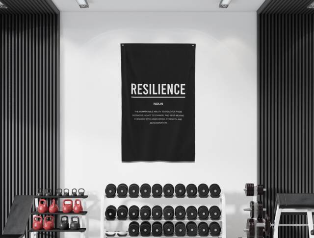 Resilience Definition Flag - Motivational Gym Banner, Office Wall Art, Inspirational Decor, Overcome Obstacles, Strength Mindset, Fitness - image 1