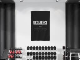 Resilience Definition Flag - Motivational Gym Banner, Office Wall Art, Inspirational Decor, Overcome Obstacles, Strength Mindset, Fitness