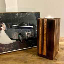 Wooden Tealight Block Holder - Personalised Copper Gift 7Th Anniversary Handcrafted Beech Candle 5Th - thumbnail 3