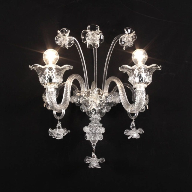 Floral Wall Lamp 2 Lights Crystal