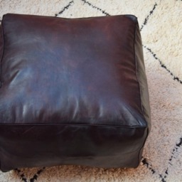 Moroccan Leather Poufs, Luxury Poufs, Moroccan Handmade Poufs, Moroccan, Brown Pouf, Pouf, Pouffe, Leather Pouf, Moroccan Pouf, Ottoman Pouf - thumbnail 3