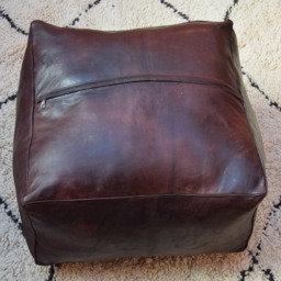 Moroccan Leather Poufs, Luxury Poufs, Moroccan Handmade Poufs, Moroccan, Brown Pouf, Pouf, Pouffe, Leather Pouf, Moroccan Pouf, Ottoman Pouf - thumbnail 4