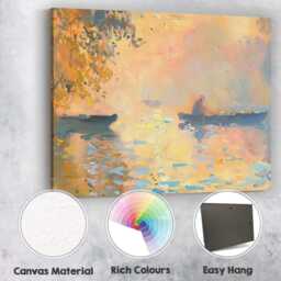 Abstract Pastel Harbour Reflections Waterside Impressionist Painting Canvas Wall Art Print Decor Picture Ready To Hang - thumbnail 2