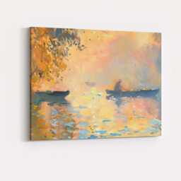 Abstract Pastel Harbour Reflections Waterside Impressionist Painting Canvas Wall Art Print Decor Picture Ready To Hang - thumbnail 4