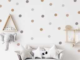 Neutral Polka Dot Wall Stickers Earthy Tones, Pack Of 90