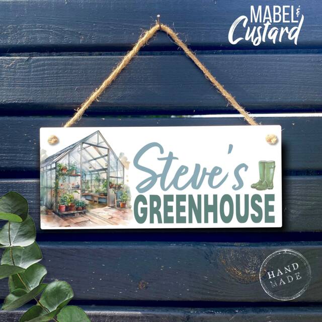 Personalised Greenhouse Sign - Garden Gifts For Grandad Grandma Gardener Gift Shed - image 1