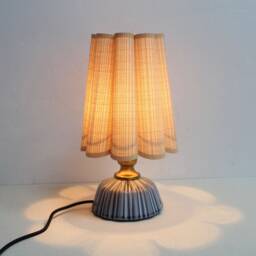 Handmade Khaki Fabric Table Lamp Ceramic Base Home Decor-46# - thumbnail 1