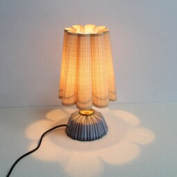 Handmade Khaki Fabric Table Lamp Ceramic Base Home Decor-46# - thumbnail 4