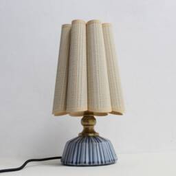 Handmade Khaki Fabric Table Lamp Ceramic Base Home Decor-46# - thumbnail 3