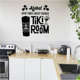 Aloha Tiki Room Vinyl Wall Art, Decal, Sticker, Transfer, Mural, Removable, Decor, Interior, Exterior, Peel & Stick, Full - 0654 - thumbnail 1