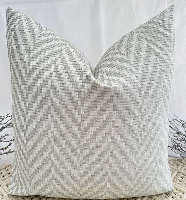 Luxury Light Silver Woven Bohemian Texture Effect Cushion Pillow Cover For Sofa Bed Throw - From The Couture Style 95 - image 1
