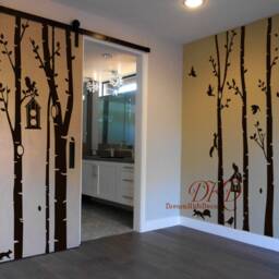 Birch Tree Wall Decals, Nature Nursery Decor, Birdhouse, Squirrels - thumbnail 2