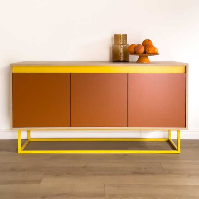 Modern Oak Sideboard, Orange Cabinet, Stylish Functional Storage, Contemporary Credenza - image 1