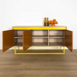 Modern Oak Sideboard, Orange Cabinet, Stylish Functional Storage, Contemporary Credenza - thumbnail 3