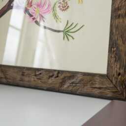 Peacock Embroidered Textile Art - One-Of-A-Kind Hand-stitched Wall Hanging Botanical Linen Tapestry Made in Italy - thumbnail 3