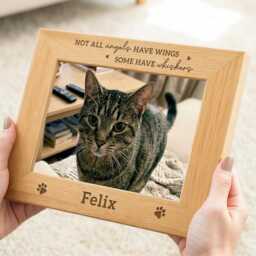 Cat Memorial Photo Frame - Personalised Engraved Wood Picture Gift - thumbnail 3