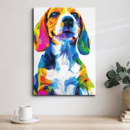 Colorful Beagle Dog Abstract Framed Poster Print & Canvas Wall Decor Art Painting Bedroom Home Living Room Funny Animal Lover Gift - thumbnail 1