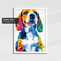 Colorful Beagle Dog Abstract Framed Poster Print & Canvas Wall Decor Art Painting Bedroom Home Living Room Funny Animal Lover Gift - thumbnail 3