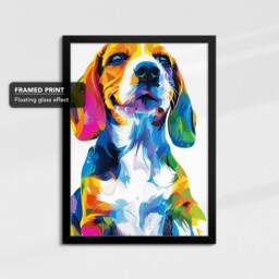 Colorful Beagle Dog Abstract Framed Poster Print & Canvas Wall Decor Art Painting Bedroom Home Living Room Funny Animal Lover Gift - thumbnail 2