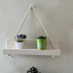Lovely Hanging Wall Shelf, Floating Rope Decoration Golden Colour, Quality Wooden Materials, Handmade Home Decor, Easy To Attach - thumbnail 3