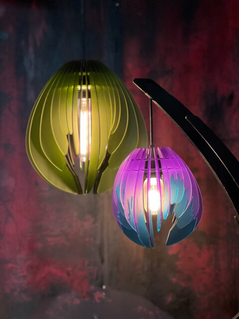 Two-Tone Tulip Lampshade Mid-Century Modern Acrylic Pendant Light - image 1
