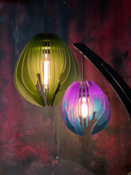 Two-Tone Tulip Lampshade Mid-Century Modern Acrylic Pendant Light - thumbnail 1