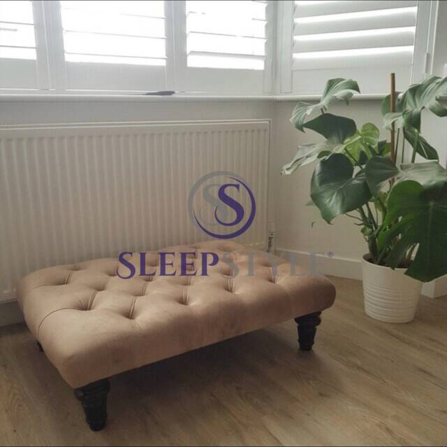 Seating/Bay Window Chesterfield Upholstered Footstool - Coffee Table Available in Various Sizes, Colors & Fabrics - image 1