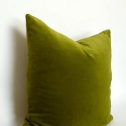 Olive Green Velvet Pillow, Cover, Chartresuse Cushion - thumbnail 3