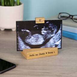 Personalised Baby Scan Oak Photo Frame Double Sided 6x4