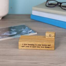 Personalised Baby Scan Oak Photo Frame Double Sided 6x4 - thumbnail 2