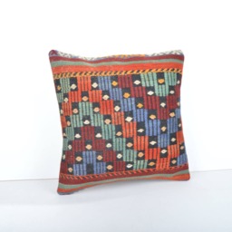 Handmade Kilim Pillow Cover Rustic Ethnic Throw Cushion - 16x16'' - thumbnail 2