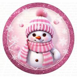 Let It Snow Wreath Sign, Christmas Snowman Pink Snowman, Xmas Let - thumbnail 2