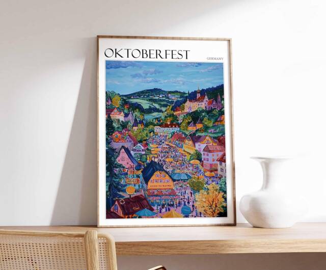 Oktoberfest Travel Poster German City Art Print - image 1