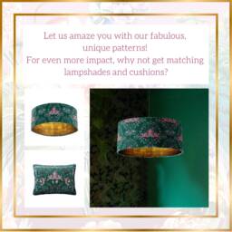 Pink Velvet Lampshade - Floral Cottage Garden Style - thumbnail 3
