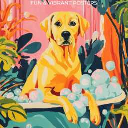 Golden Labrador Bathroom Poster Matisse Style Funny Dog Wall Art Guest Bath Decor Print Housewarming Gift Pet Lover Artwork - thumbnail 3