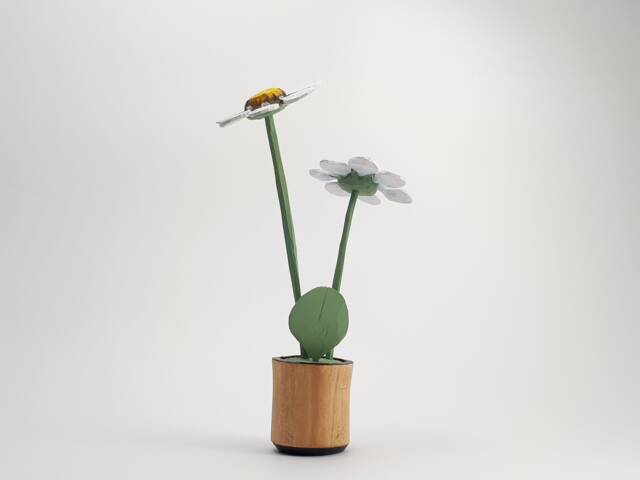 Linden Wood Flower Sculpture, Hand-Painted Wooden Floral Decor - image 1