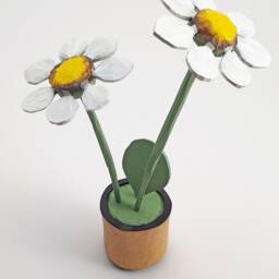 Linden Wood Flower Sculpture, Hand-Painted Wooden Floral Decor - thumbnail 4
