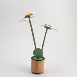 Linden Wood Flower Sculpture, Hand-Painted Wooden Floral Decor - thumbnail 3