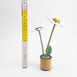 Linden Wood Flower Sculpture, Hand-Painted Wooden Floral Decor - thumbnail 2