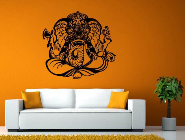 Ganesha Hindu Elephant God India Yoga Wall Stickers Decals Vinyl Mural Decor Art L2130 - image 1