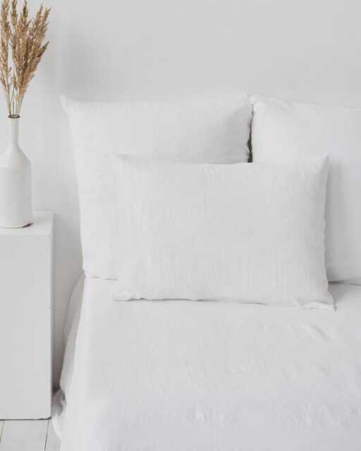 White Linen Pillowcase - Soft Stonewashed Flax Sham Custom Size Breathable Pillow Cover Crisp Neutral Bedding Accent in European - image 1