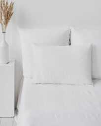 White Linen Pillowcase - Soft Stonewashed Flax Sham Custom Size Breathable Pillow Cover Crisp Neutral Bedding Accent in European - thumbnail 1